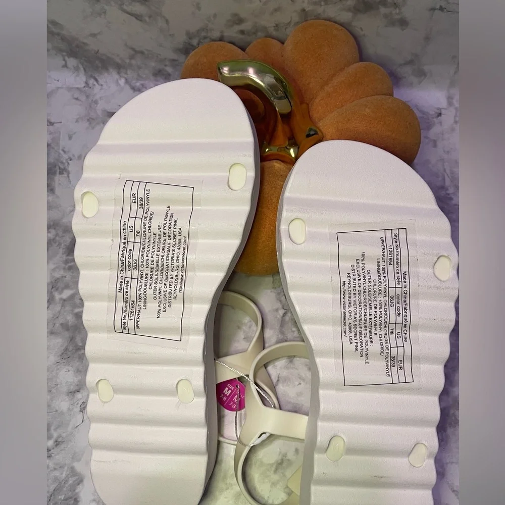 NWT PINK Victoria's Secret Light Cream Platform Sandals